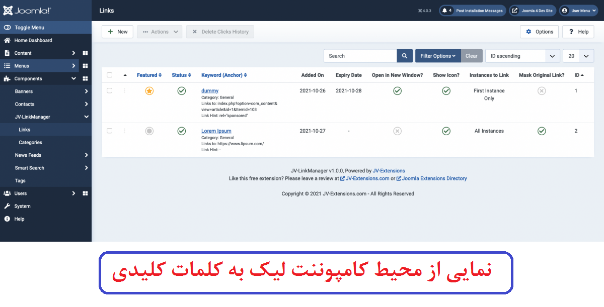 ماژول لینک به کلمات کلیدی